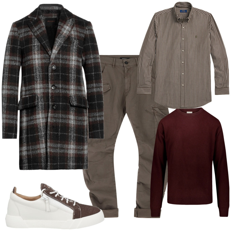 Outfit uomo - Oso. Stile Casual per Ufficio. Abbinamento con cappotti, sneakers, pantaloni cargo, camicie, maglieria.