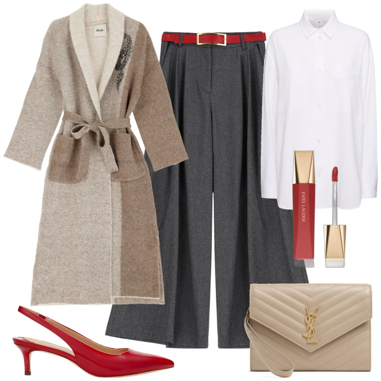 Outfit donna - Black Month Bantoa. Stile Chic per Cerimonia. Abbinamento con rossetti, pantaloni, cappotti, décolleté, pochette, camicie.