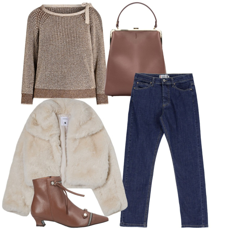 Outfit donna - Il pullover femminile. Stile Casual chic per Tutti i giorni. Abbinamento con stivaletti, blazer, jeans dritti, maglieria, borse a spalla.