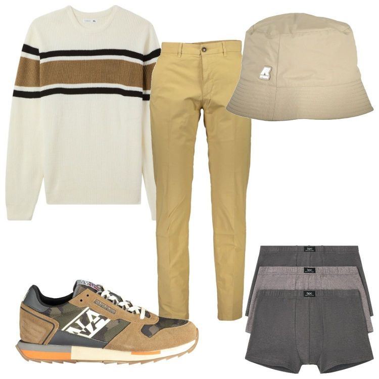 Outfit uomo - Total look #2005882. Stile Trendy per Tutti i giorni. Abbinamento con boxer, maglieria, sneakers, pantaloni, cappelli.