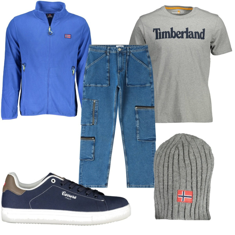 Outfit uomo - Total look #2005886. Stile Casual per Tutti i giorni. Abbinamento con jeans, t-shirt, berretti, sneakers, felpe.