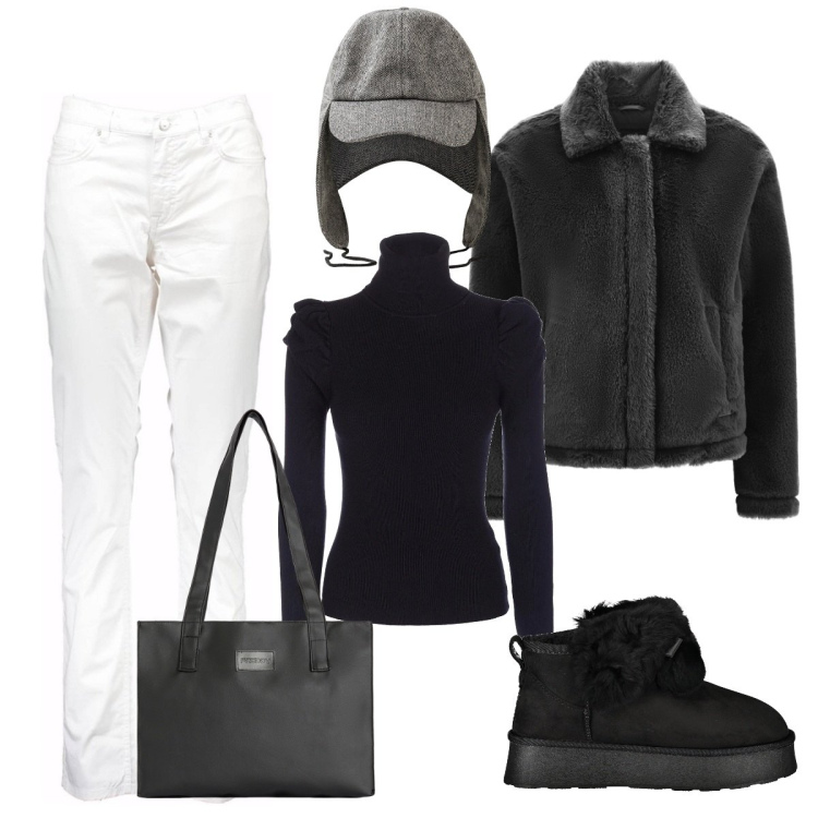Outfit donna - Must have: cappello casual di stile. Stile Casual per Tutti i giorni. Abbinamento con maglieria, cappotti, shopping bag, cappelli, stivali, pantaloni.