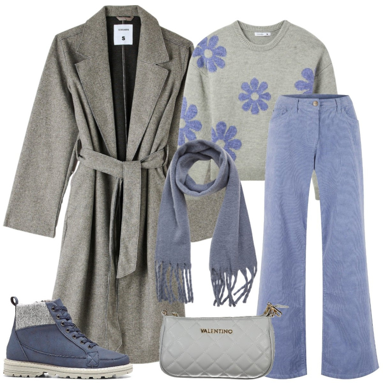 Outfit donna - Dinamica. Stile Casual per Tutti i giorni. Abbinamento con stivaletti, pantaloni, maglieria, cappotti, sciarpe, borse a spalla.