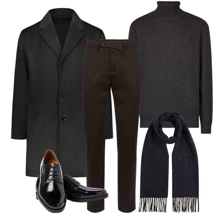 Outfit uomo - Cerimonia importante. Stile Business/Elegante per Cerimonia. Abbinamento con pantaloni chino, scarpe stringate, sciarpe, cappotti, maglieria.