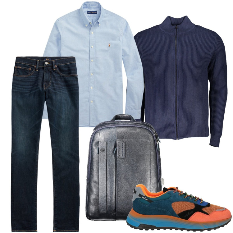Outfit uomo - Le, sneakers colorate. Stile Urban per Ufficio. Abbinamento con sneakers, camicie, jeans skinny, cardigans, borse sportive.