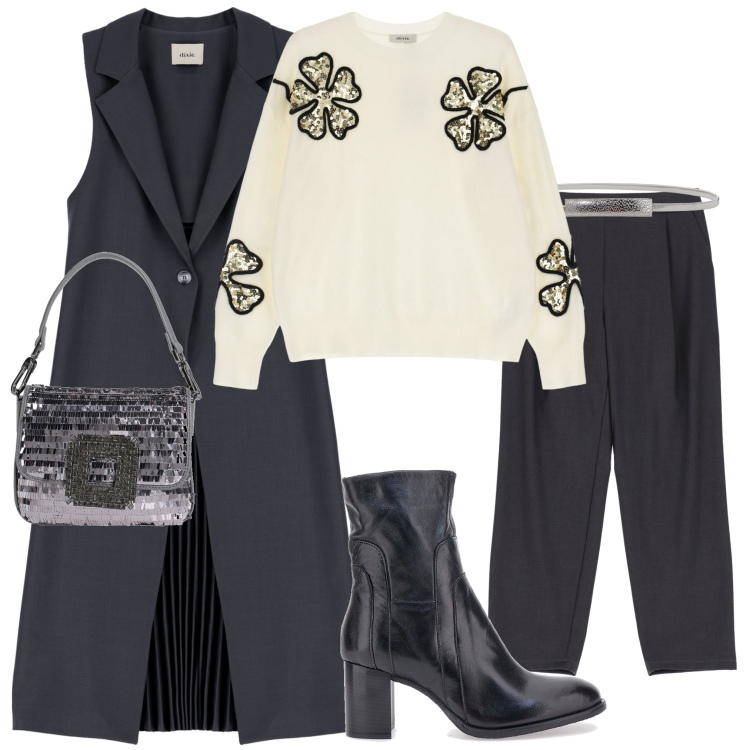 Outfit donna - Dixie. Stile Casual chic per Serata fuori. Abbinamento con borse a mano, cappotti, cinture, pantaloni, pullovers, stivaletti.