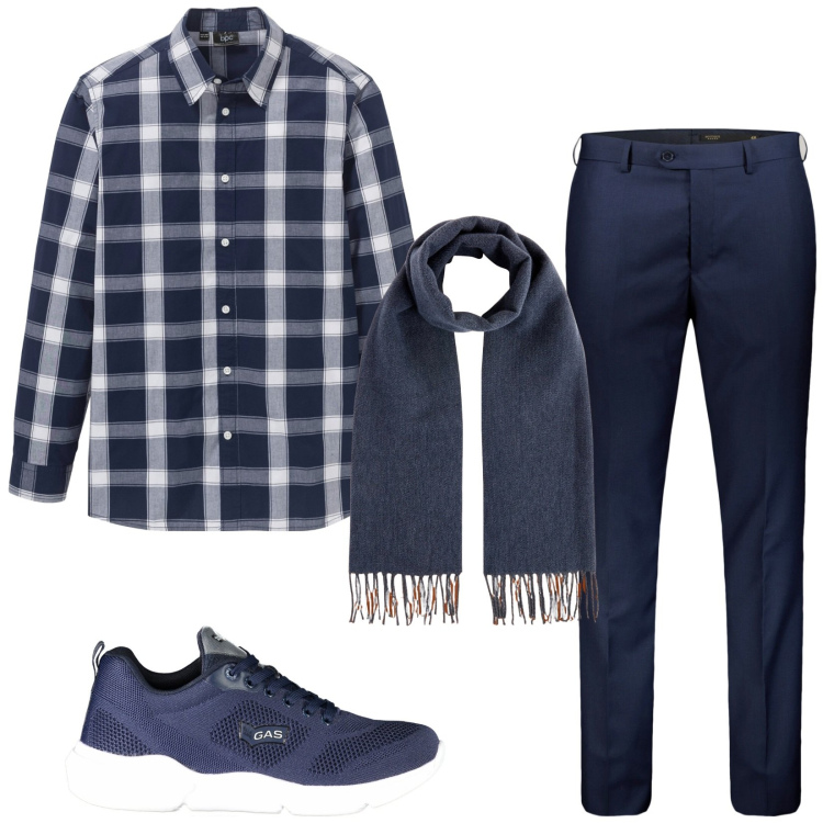 Outfit uomo - Total look #2006067. Stile Business/Elegante per Tutti i giorni. Abbinamento con camicie, pantaloni, sneakers, sciarpe.