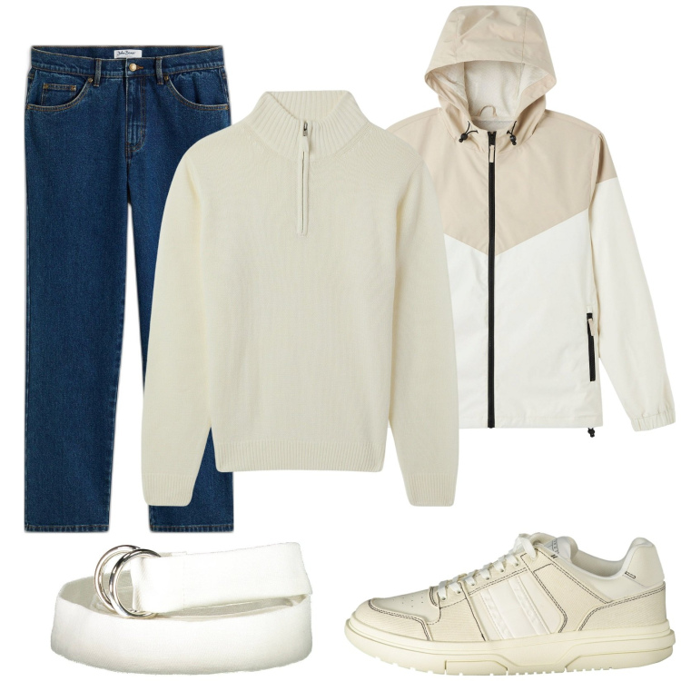 Outfit uomo - Total look #2006235. Stile Casual per Tutti i giorni. Abbinamento con jeans dritti, maglieria, giacche, sneakers, cinture.