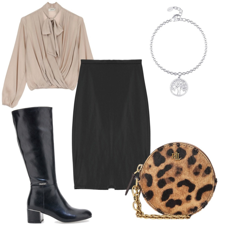 Outfit donna - Dixie Urban Edit : la borsa animalier. Stile Trendy per Tutti i giorni. Abbinamento con braccialetti con ciondoli, camicie, gonne, pochette, stivali.