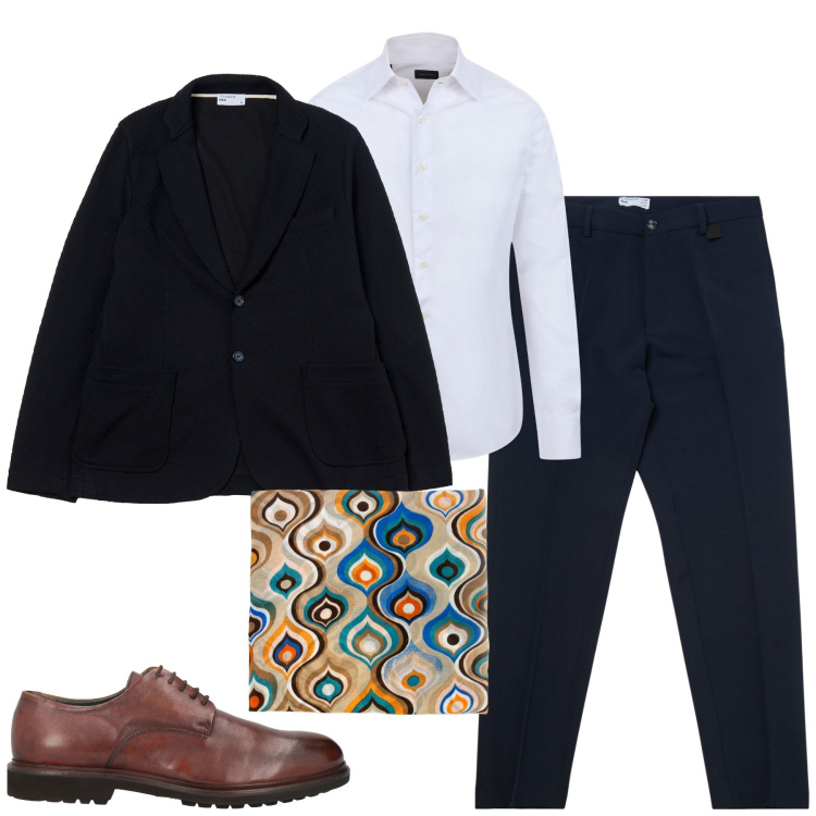 Outfit uomo - Total look #2006340. Stile Business/Elegante per Tutti i giorni. Abbinamento con scarpe stringate, giacche, pantaloni chino, sciarpe, camicie.