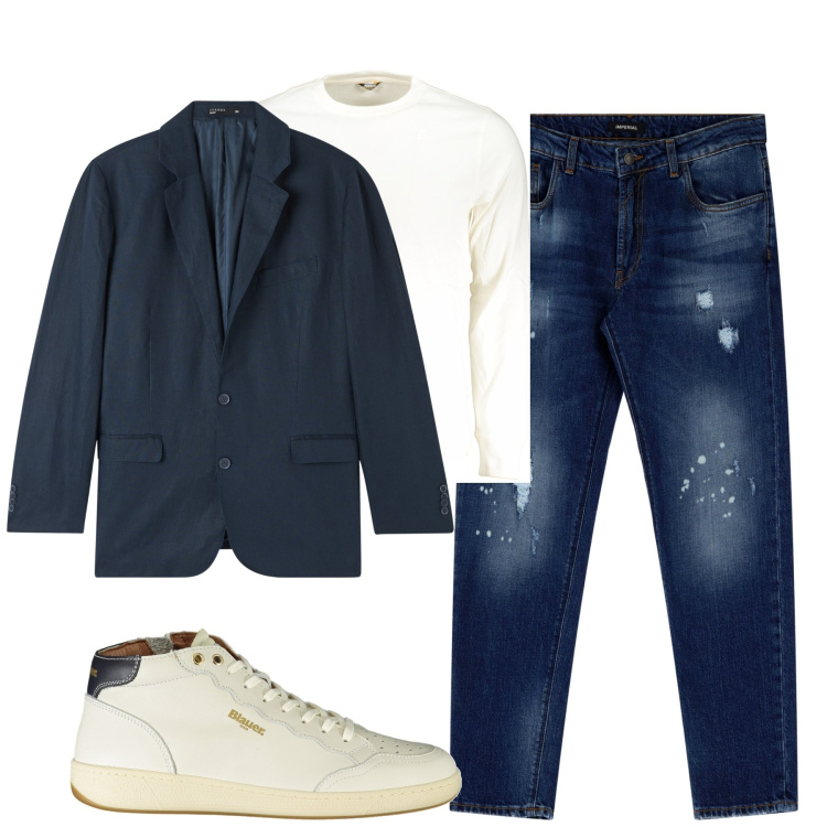Outfit uomo - Total look #2006342. Stile Urban per Tutti i giorni. Abbinamento con giacche, jeans, t-shirt, sneakers.