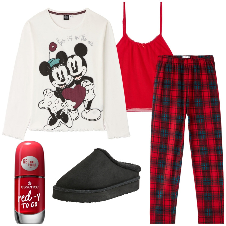 Outfit donna - ....e poi a nanna. Stile Casual per Tutti i giorni. Abbinamento con smalti, sabot, pigiama, pigiama, top.