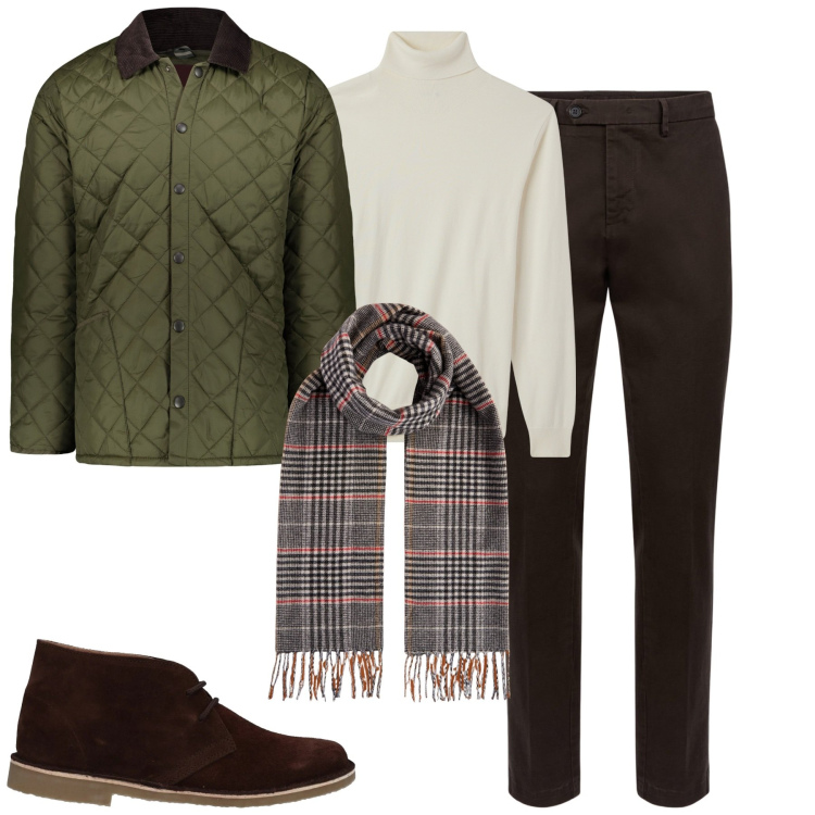 Outfit uomo - City. Stile Urban per Tutti i giorni. Abbinamento con stivali e stivaletti, maglieria, pantaloni chino, sciarpe, giacche.