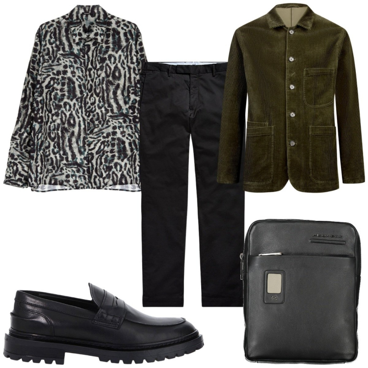 Outfit uomo - Total look #2006418. Stile Trendy per Tutti i giorni. Abbinamento con camicie, scarpe stringate, pantaloni chino, giacche, portafogli.