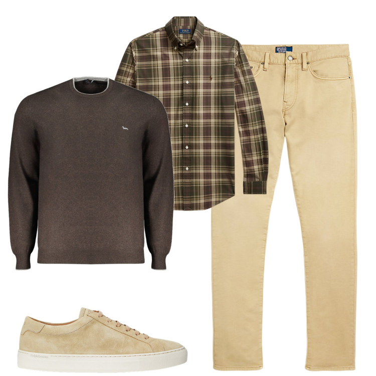 Outfit uomo - Total look #2006419. Stile Urban per Tutti i giorni. Abbinamento con sneakers, pantaloni chino, camicie, pullovers.