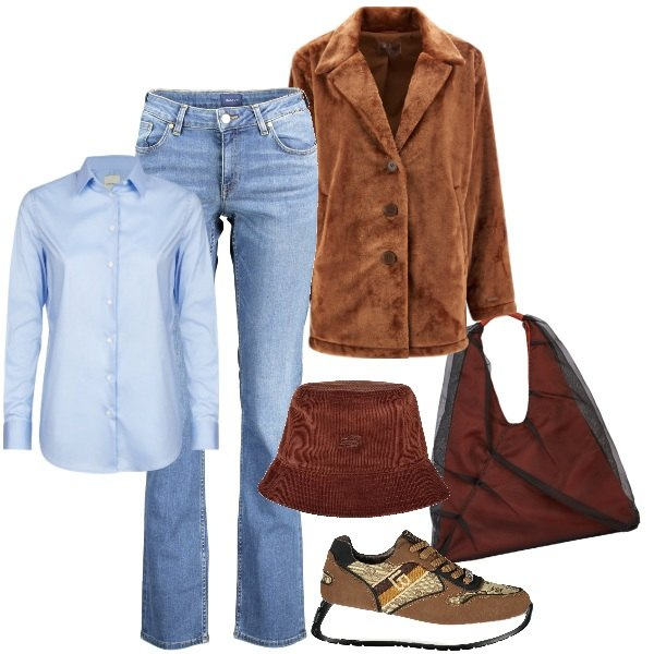 Outfit donna - Shopper di grandi dimensioni. Stile Urban per Tutti i giorni. Abbinamento con cappelli, cappotti, sneakers, jeans, shopping bag, camicie.