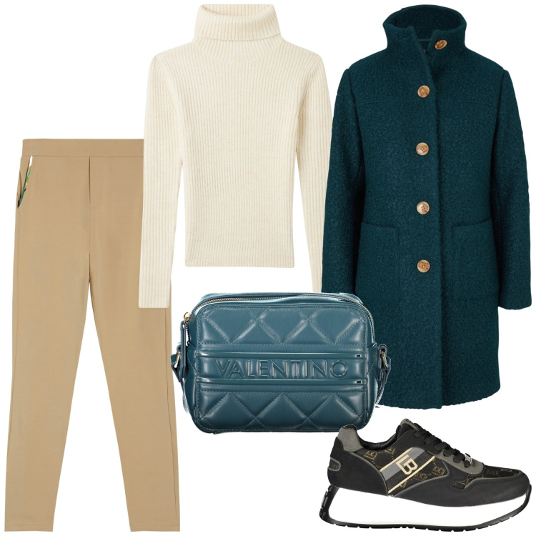 Outfit donna - Total look #2006554. Stile Basic per Tutti i giorni. Abbinamento con cappotti, maglieria, pantaloni, sneakers, borse a tracolla.