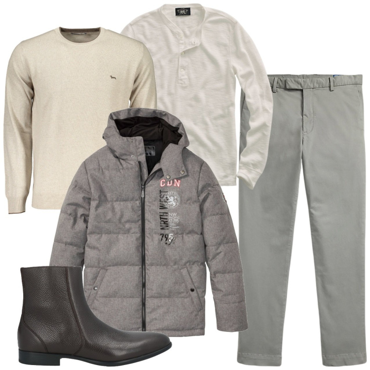 Outfit uomo - Greyfull. Stile Casual per Tutti i giorni. Abbinamento con giacche, stivali e stivaletti, t-shirt, pantaloni, maglieria.