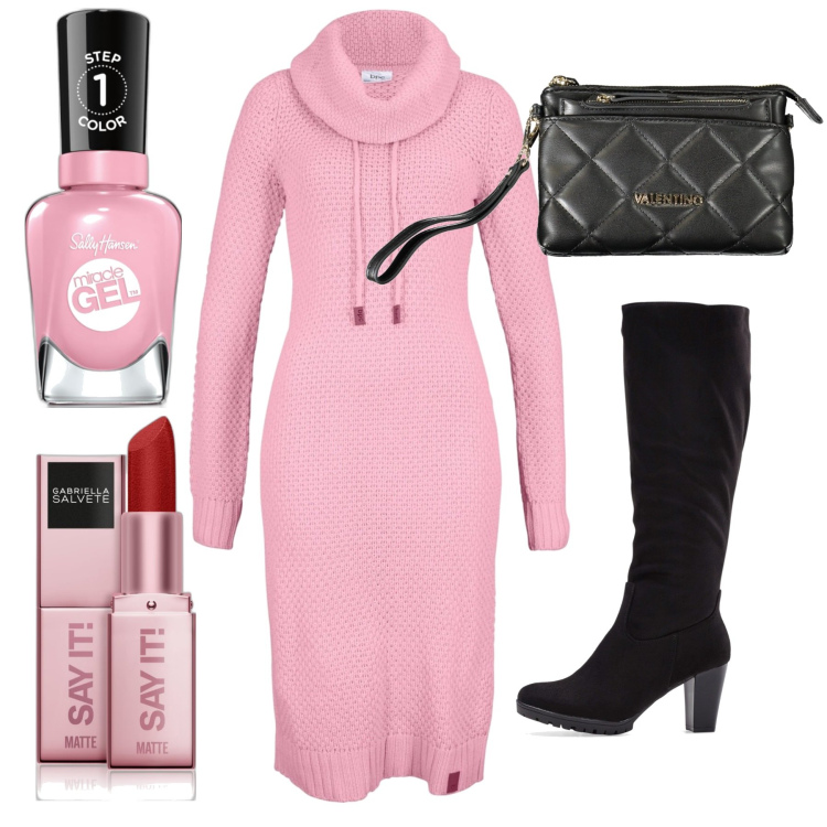 Outfit donna - Pink addicted. Stile Sexy per Tutti i giorni. Abbinamento con stivali, vestiti, rossetti, smalti, pochette.