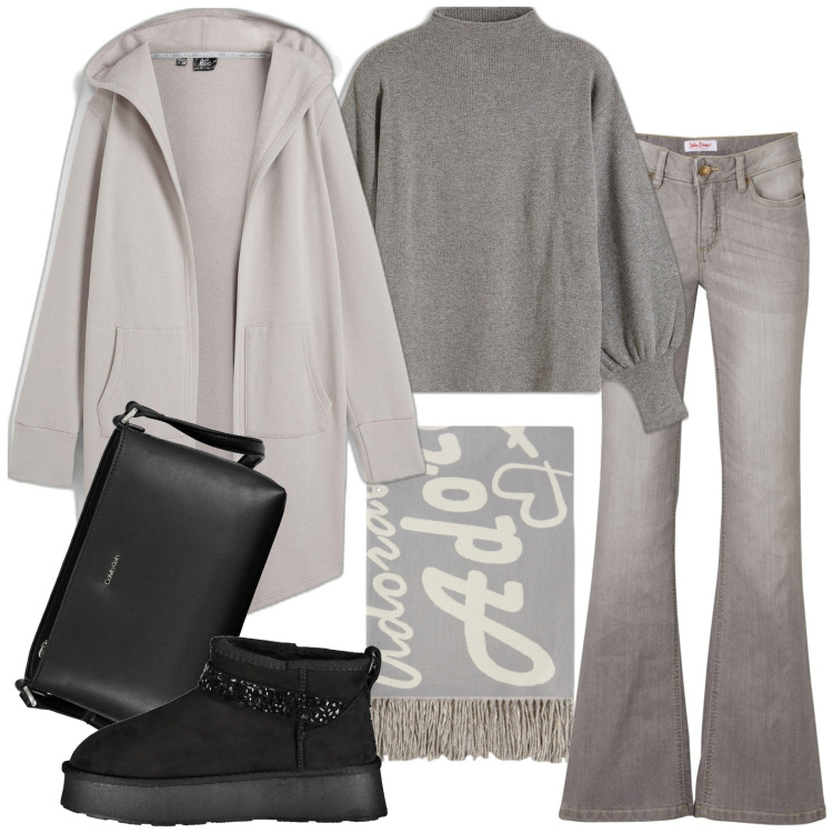 Outfit donna - Giacca in felpa morbida. Stile Casual per Tutti i giorni. Abbinamento con blazer, jeans bootcut, maglieria, stivali, borse a tracolla, sciarpe.