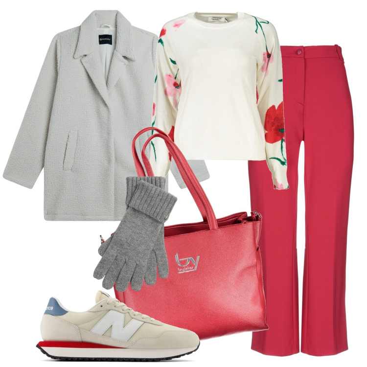 Outfit donna - Il maglioncino a fiori. Stile Romantica per Tutti i giorni. Abbinamento con pantaloni, sneakers, cappotti, guanti, maglieria, borse a spalla.