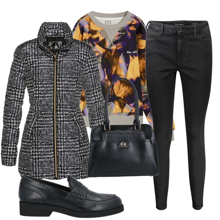 Outfit donna - La giacca lunga. Stile Casual per Tutti i giorni. Abbinamento con giacche, borse a mano, mocassini, felpe, jeans skinny.