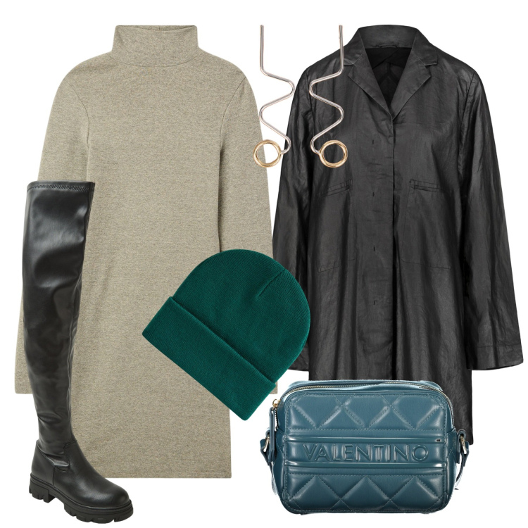 Outfit donna - Novembre minimal. Stile Minimal per Tutti i giorni. Abbinamento con vestiti corti, stivali, berretti, orecchini, trench, borse a tracolla.
