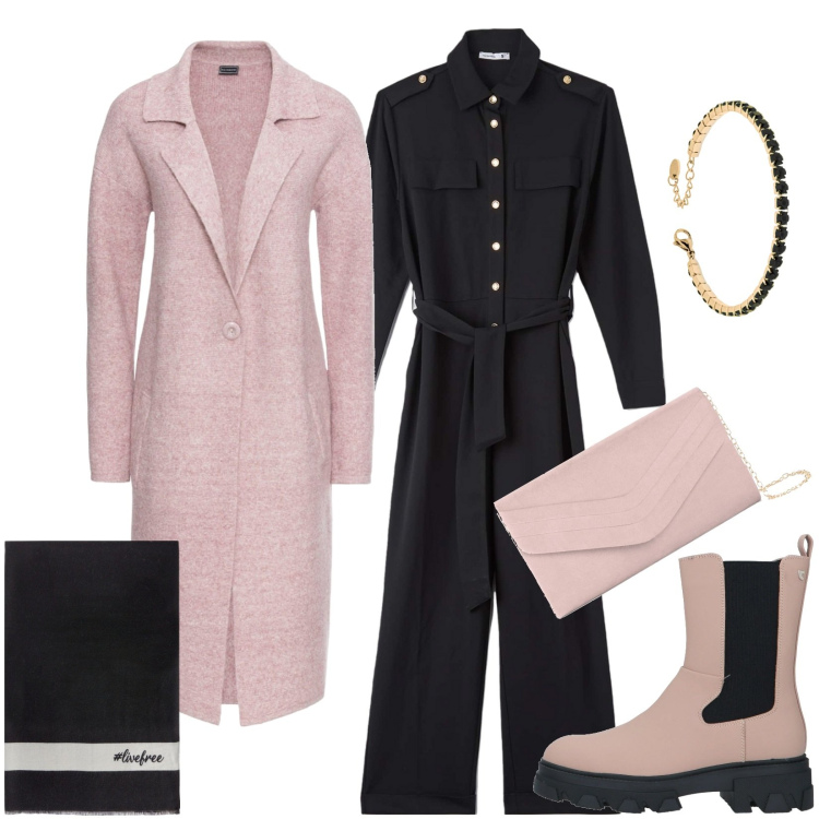 Outfit donna - Total look #2007685. Stile Sporty chic per Tutti i giorni. Abbinamento con cappotti, pochette, stivaletti, tute, braccialetti, sciarpe.