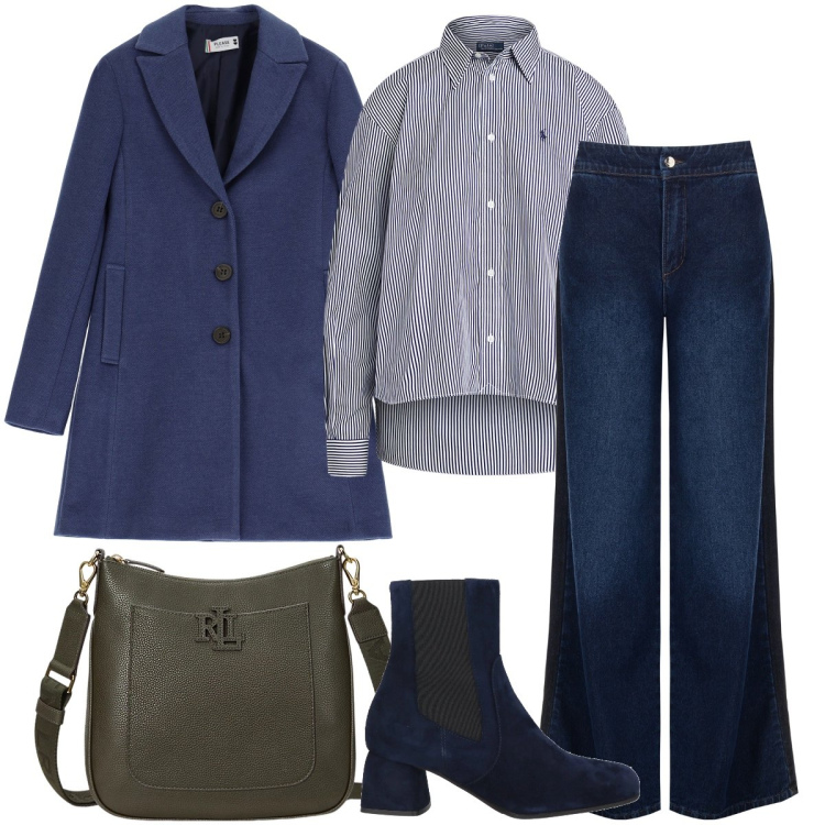 Outfit donna - Gli stivaletti scamosciati. Stile Urban per Ufficio. Abbinamento con stivaletti chelsea, jeans, cappotti, camicie, borse a tracolla.