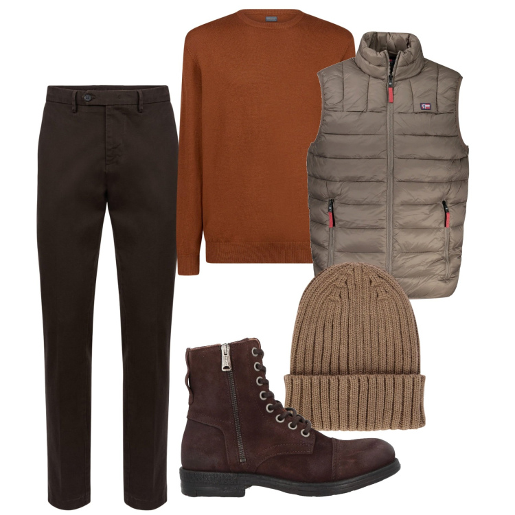 Outfit uomo - Novembre. Stile Trendy per Tutti i giorni. Abbinamento con stivali e stivaletti, maglieria, pantaloni chino, giacche, berretti.