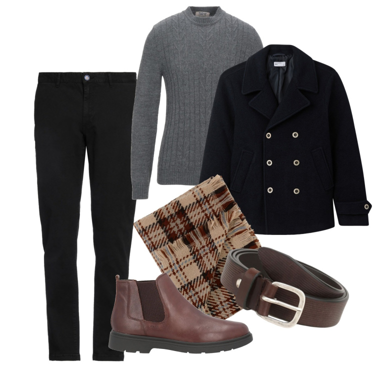 Outfit uomo - Grigio spezzato marrone. Stile Trendy per Serata speciale. Abbinamento con pantaloni, pullovers, stivali e stivaletti, cappotti, cinture, sciarpe.