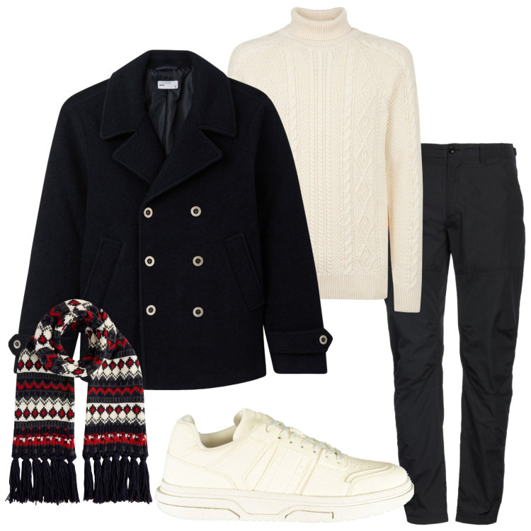 Outfit uomo - In città. Stile Urban per Serata speciale. Abbinamento con pantaloni, cappotti, maglieria, sneakers, sciarpe.