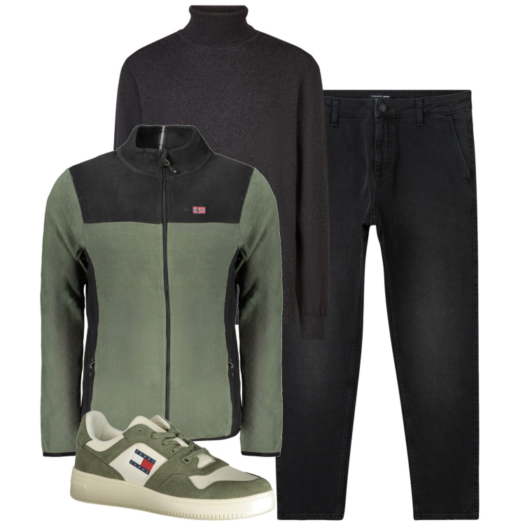 Outfit uomo - City. Stile Casual per Tutti i giorni. Abbinamento con jeans, felpe, sneakers, maglieria.