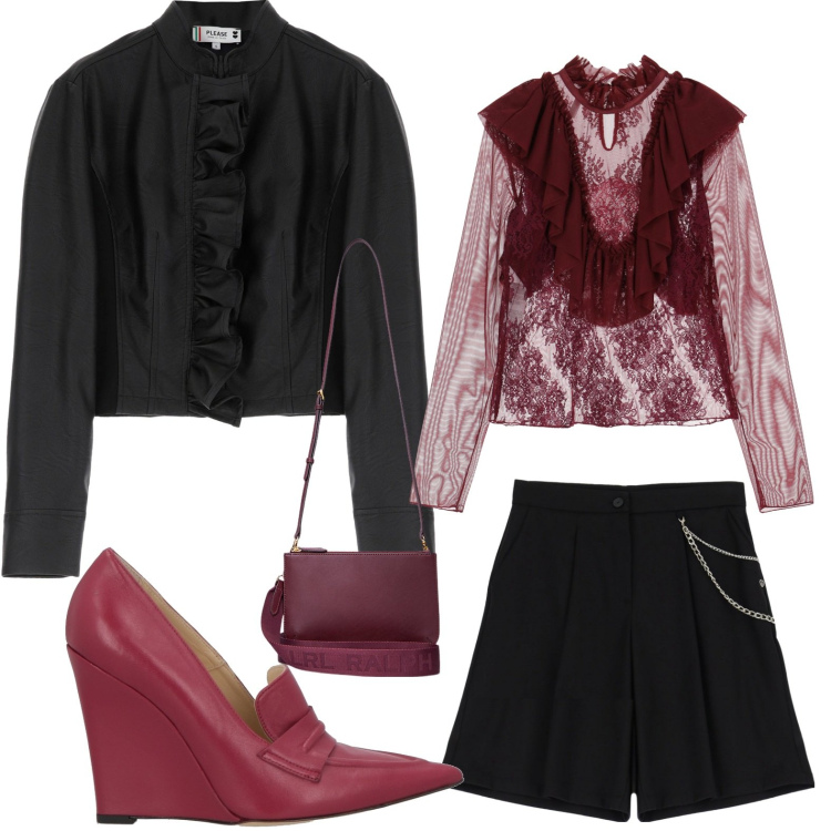 Outfit donna - Camicia ricamata. Stile Basic per Serata fuori. Abbinamento con mocassini, giacche, shorts, camicie, borse a tracolla.