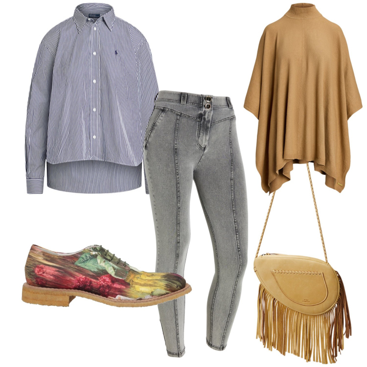 Outfit donna - Accessori particolari. Stile Mannish per Tutti i giorni. Abbinamento con scarpe stringate, jeggings, camicie, borse a tracolla, cappotti.