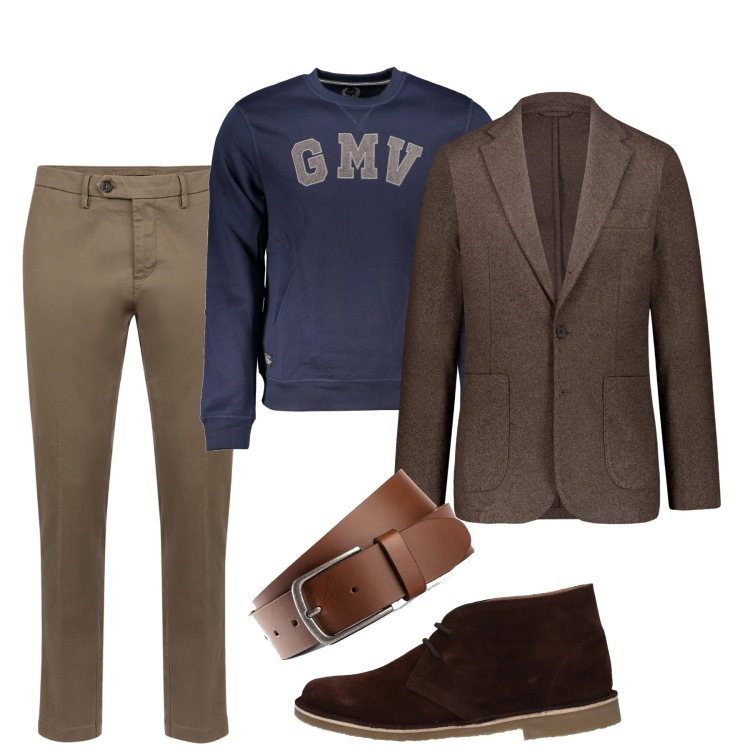 Outfit uomo - Mix And Match - la felpa. Stile Trendy per Tutti i giorni. Abbinamento con cinture, stivali e stivaletti, pantaloni chino, giacche, felpe.