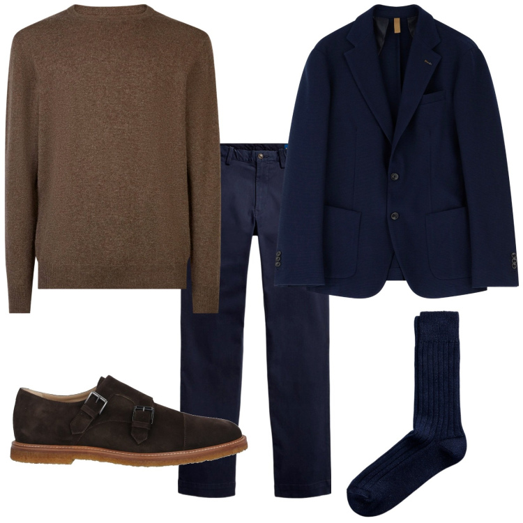 Outfit uomo - Total look #2008398. Stile Business/Elegante per Serata speciale. Abbinamento con scarpe stringate, giacche, pantaloni, calzini, maglieria.