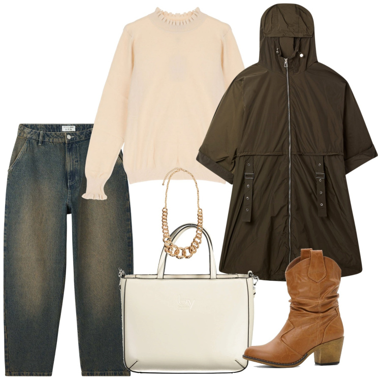 Outfit donna - I camperos in cuoio. Stile Urban per Tutti i giorni. Abbinamento con stivaletti texani, trench, jeans, maglieria, collane, borse a spalla.
