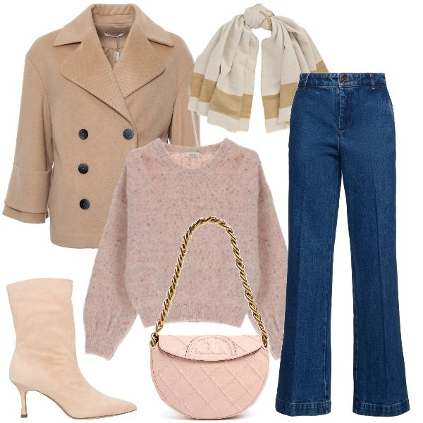 Outfit donna - Must-have. Stile Casual chic per Ufficio. Abbinamento con stivaletti, cappotti, maglieria, sciarpe, borse a spalla, jeans.