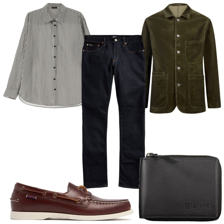 Outfit uomo - Total look #2008603. Stile Casual per Tutti i giorni. Abbinamento con camicie, jeans, giacche, scarpe stringate, portafogli.
