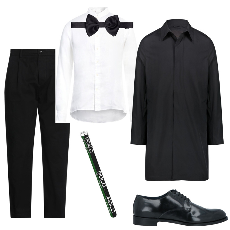 Outfit uomo - Serata chic. Stile Business/Elegante per Serata speciale. Abbinamento con camicie, scarpe stringate, pantaloni, orologi, giacche, papillon.