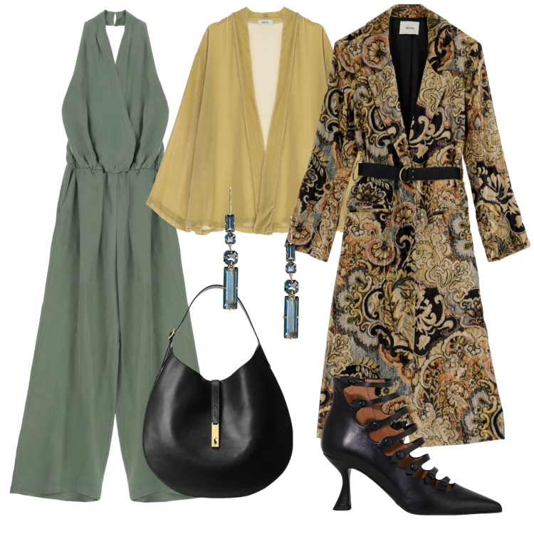 Outfit donna - Elegante e giovanile. Stile Chic per Serata fuori. Abbinamento con trench, stivaletti, blazer, tute, borse a spalla, orecchini.