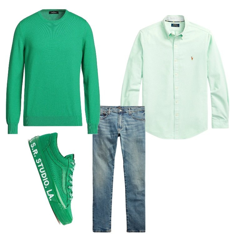 Outfit uomo - Energizzante. Stile Casual per Tutti i giorni. Abbinamento con pullovers, jeans, camicie, sneakers.