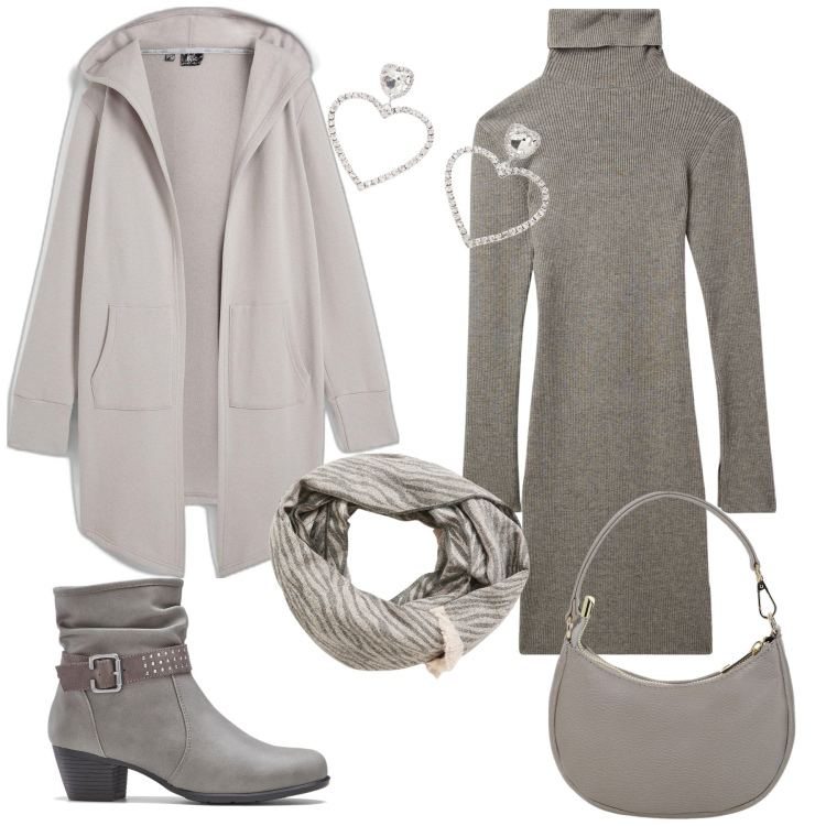 Outfit donna - Toupe a Novembre. Stile Casual chic per Tutti i giorni. Abbinamento con blazer, stivaletti, vestiti corti, sciarpe, borse a spalla, orecchini.
