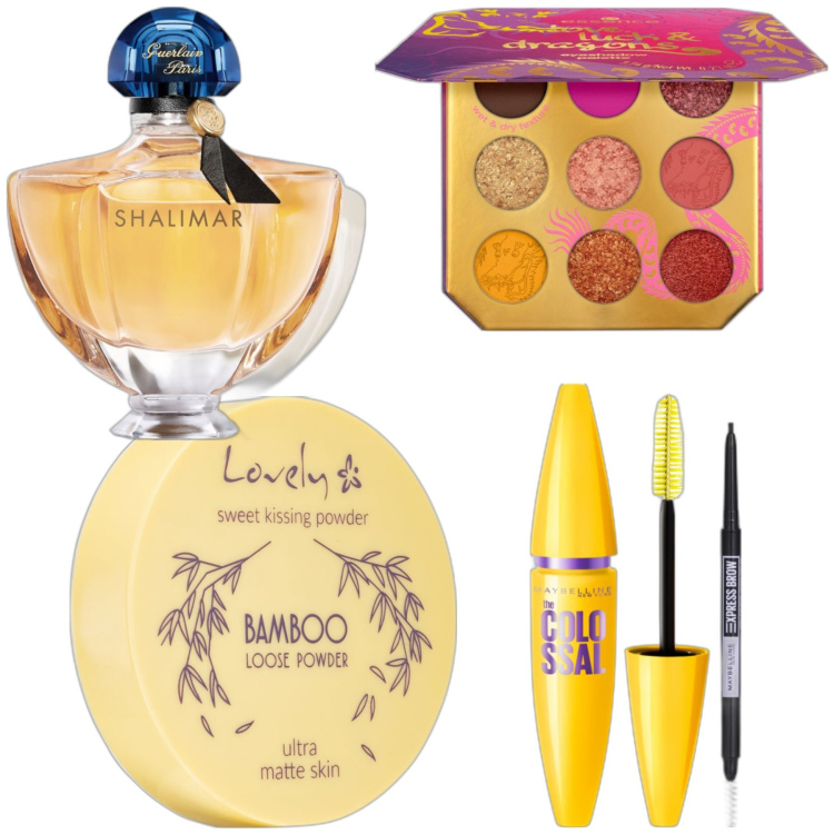 Outfit donna - Beauty-box #2008849. Abbinamento con profumi, ciprie, ombretti, mascara.
