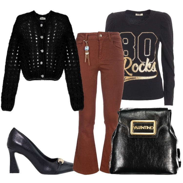 Outfit donna - Solo due colori. Stile Glamour per Tutti i giorni. Abbinamento con t-shirt, pantaloni, stivaletti, cardigans, zaini.