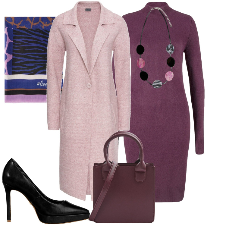 Outfit donna - City. Stile Minimal per Tutti i giorni. Abbinamento con cappotti, vestiti, shopping bag, décolleté, sciarpe, collane.
