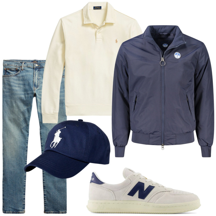 Outfit uomo - Total look #2008983. Stile Casual per Tutti i giorni. Abbinamento con sneakers, cappelli, jeans, felpe, giacche.