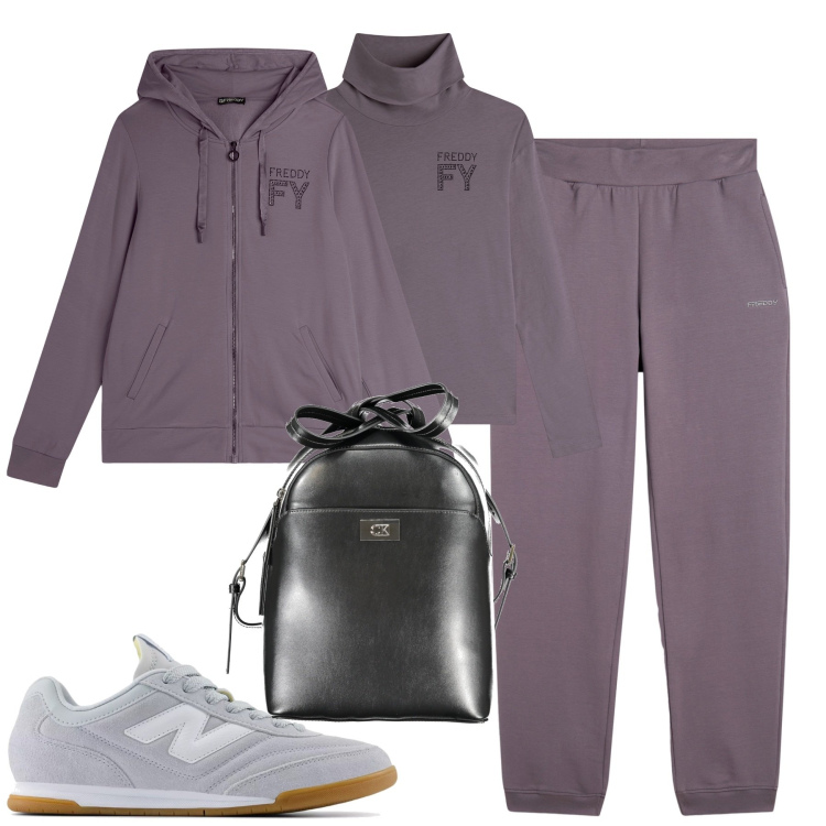 Outfit donna - Freddy. Stile Casual per Tutti i giorni. Abbinamento con sneakers, pantaloni, felpe con cappuccio, t-shirt, zaini.