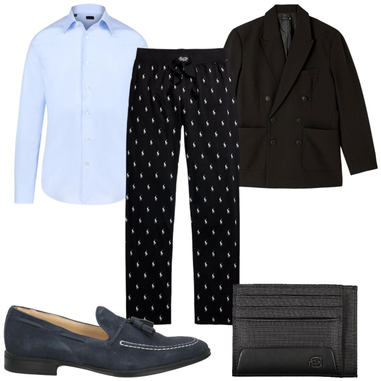 Outfit uomo - Total look #2009027. Stile Casual per Tutti i giorni. Abbinamento con scarpe stringate, giacche, pantaloni, camicie, portafogli.